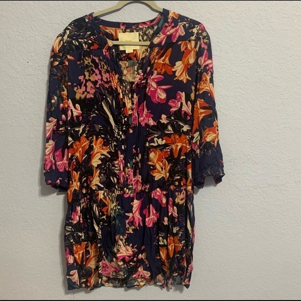 Maeve Anthropologie Blue Floral Pocket Dress